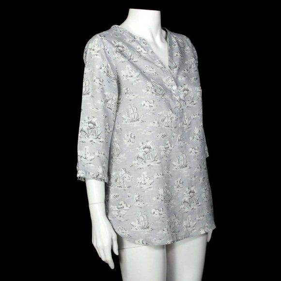 Cabbages & Roses Uniqlo Linen Tunic Top Nautical Boat Ship Lighthouse size S 127 - Picture 5 of 5